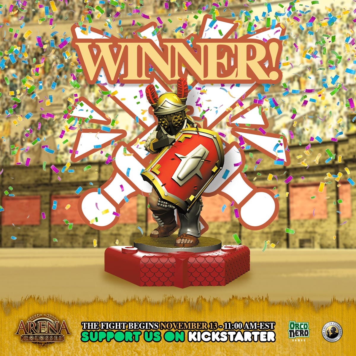 OrconeroM's tweet photo. An even fight til the end! The Samnis wins! 
-
Un combattimento alla pari! Ma il Samnis ha vinto! 
-
#ArenaColossei #Boardgame #Miniatures #Kickstarter https://t.co/wwOpUvtibD