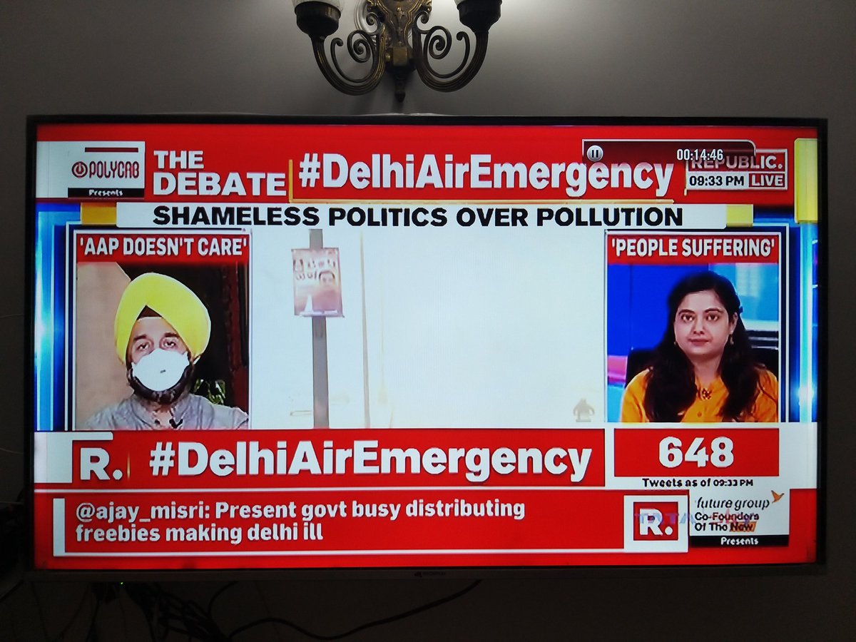 Today, every political issue seems meaningless when the health and safety of citizens is at stake and political parties are busy playing blame game than coming out with a solid plan #AirEmergency 

My little sister @mishikasingh on @republic to debate on #PollutionKaSolution