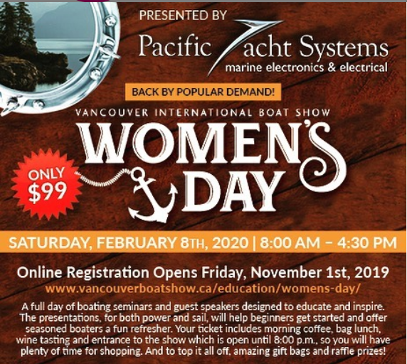 BoatingBC's tweet photo. Tickets are now on sale for this year's Women's Day at #VanBoatShow! Celebrate women in boating and join us on February 8th for a full day of boating seminars and guest speakers. Tickets: https://t.co/jo6wMK2EAX
#BoatingBC #WomensDay #BoatShow #Boating #WomenInBoating https://t.co/vsbcYDGUWj