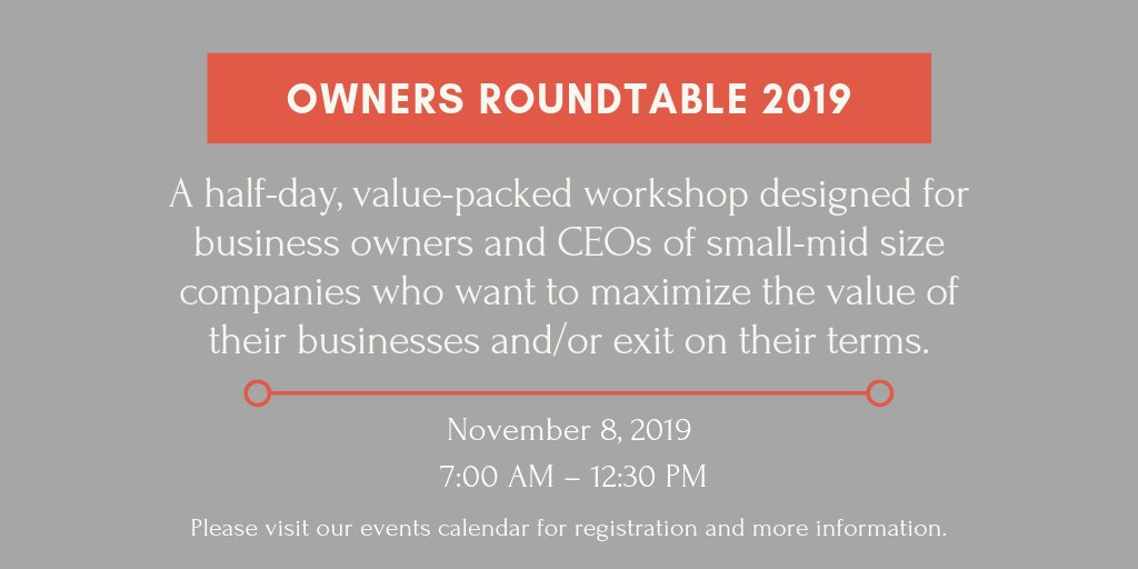 TheSCInstitute's tweet photo. Please join us for our #OwnersRoundTable, a workshop designed for business owners and CEOs of small-mid size companies who want to maximize the value of their businesses, sponsored by Bank of America.
For more information, visit our website: https://t.co/puqlyom6b5 https://t.co/hUWEA47xGI