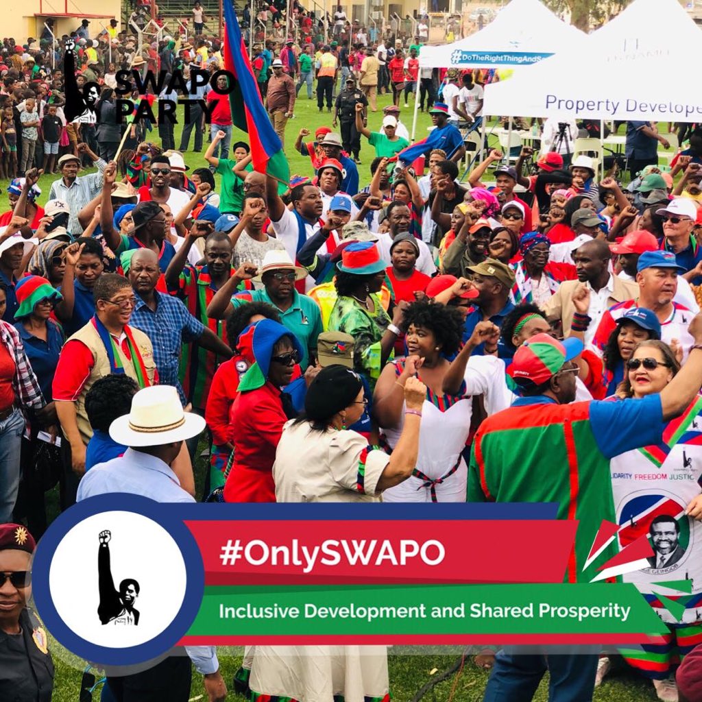 hagegeingob's tweet photo. As we near election day, I remind everyone to play the ball and not the person. As we head to election day, let there be a contest of ideas. 
SWAPO is the people's Party, victory is certain! The SWAPO Party and myself, will get another five year contract from our people. https://t.co/d24JMqp4B8