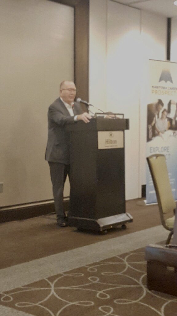 BioscienceMB's tweet photo. Thanks @MinEichler for bringing greetings at the launch of Career & Workforce Development month #betterMB #jobs #growingMB https://t.co/O70C5pOKkp