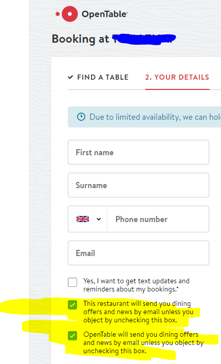 jonloveuk's tweet photo. Not cool @OpenTableUK 

Opt-in rather than opt-out! https://t.co/XemeW2pgb4