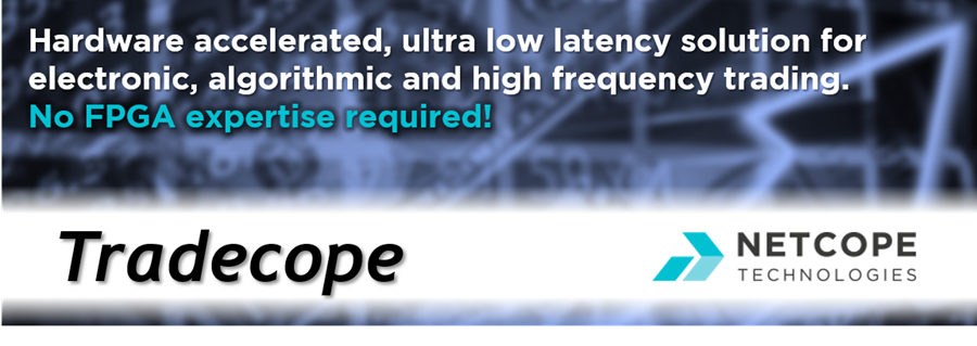 Nigel_Sarsen's tweet photo. Tradecope is the first easy-to-use, ultra-low-latency financial trading system that allows anybody to benefit from pure hardware trade processing without the need for an in-house FPGA expert: https://t.co/gwkFfgiqpT #FPGA #FinTech #Netcope #Tradecope #Xilinx #Intel https://t.co/3w4xAJtajp
