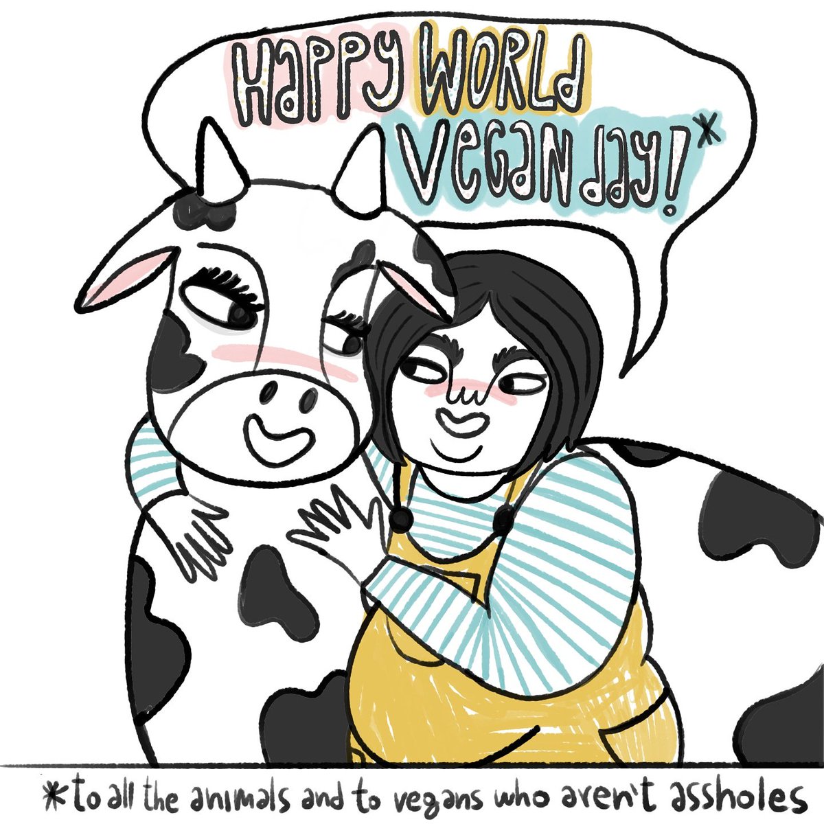In other words: I don't share my hummus with fascists. 
#worldveganday #vegan #chiaralascura #worldveganday2019 #illustration