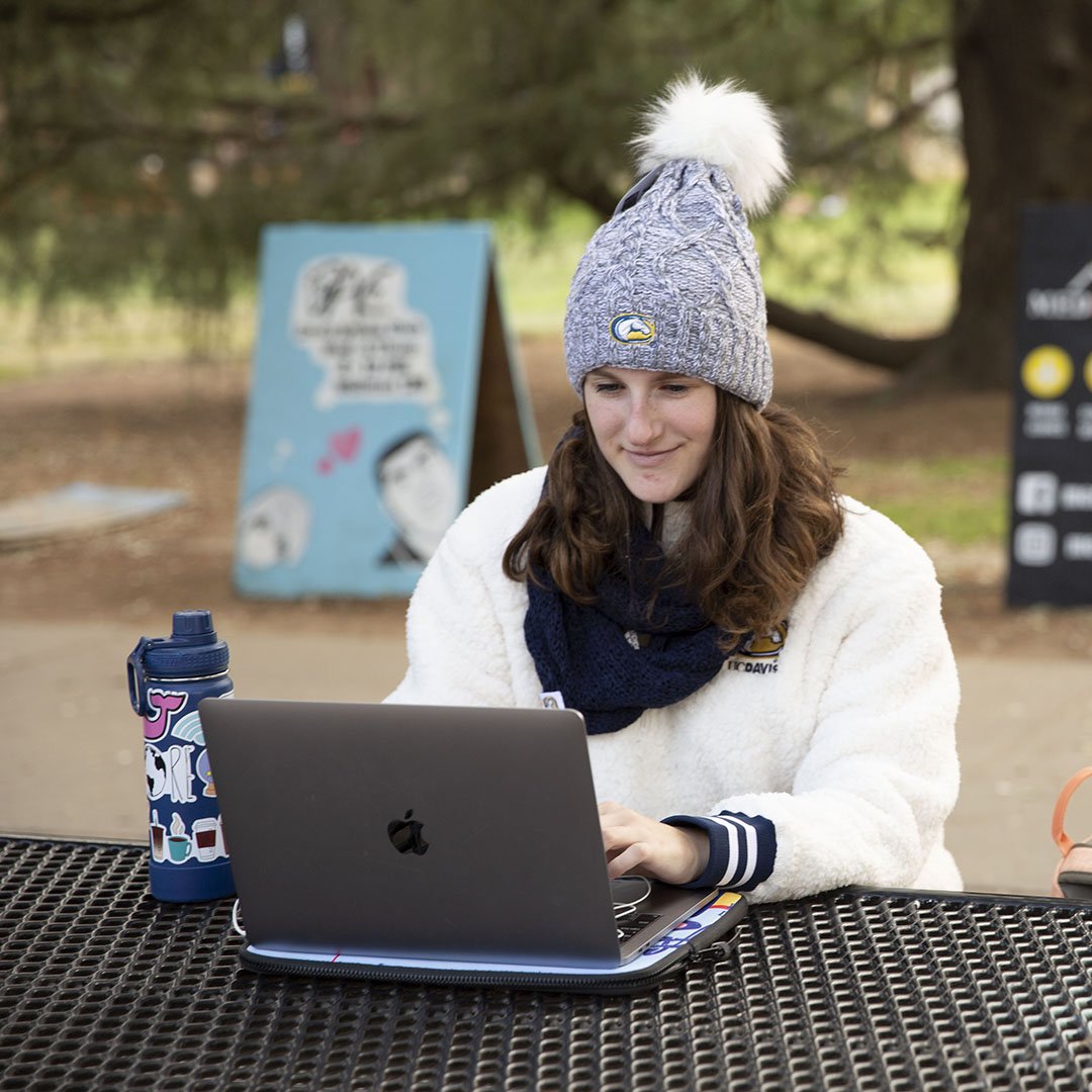 The coziest season is here! Bundle up and show your #AggiePride in UC Davis-imprinted beanies and scarves - they're 25% off in stores and online today only! See store for details. #AggiePrideFriday #UCDavis