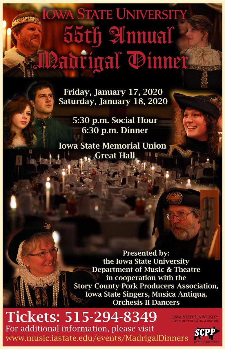 We are proud to continue our support for the ISU Madrigal Dinners! The dates for the 2020 events are Friday, January 17th and Saturday, January 18th. Tickets sales begin TODAY, head over to their website to order yours! 
buff.ly/2nJEq8Q