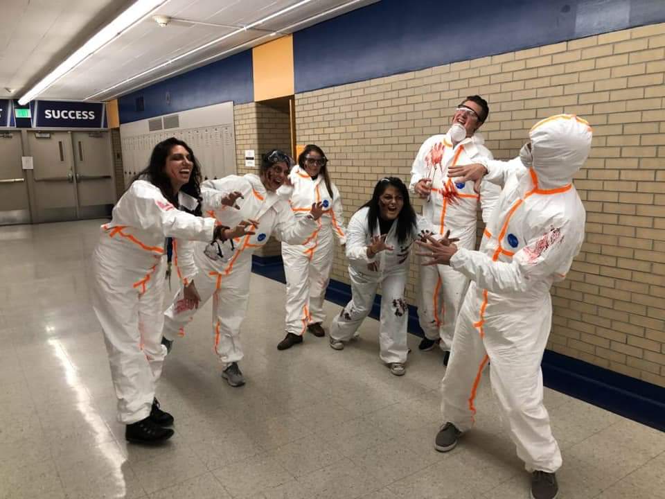 Our teachers really got into the Halloween spirit yesterday with a department wide costume contest! 

CTE/ART = crayons
English = Bob Ross and his art
Science = Zombie Plague victims
Counselors/student support = Cleaning products!

@DPSNewsNow