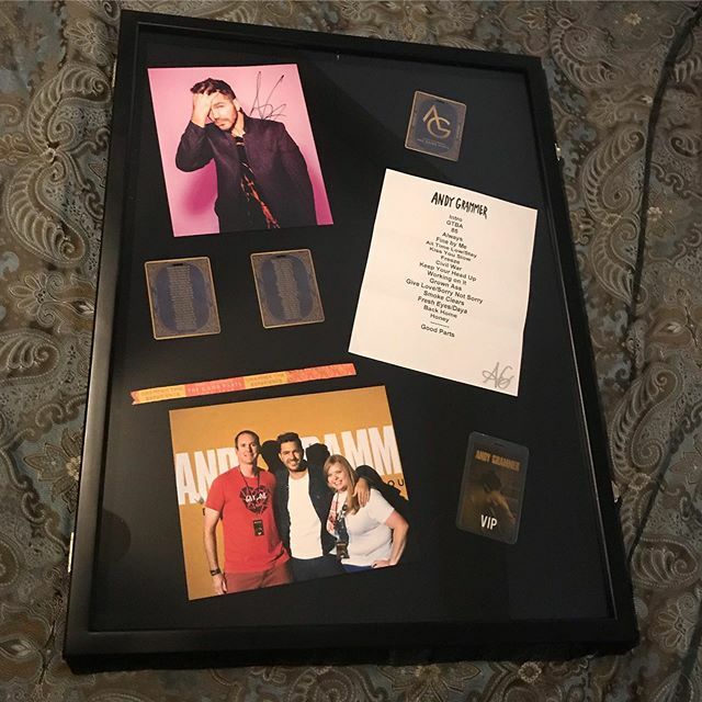 plemmonsa's tweet photo. Got those @andygrammer memories all secured in a shadow box today. #thegoodpartstour #dontgiveuponmetour #andygrammer https://t.co/j9rwfuBHCT