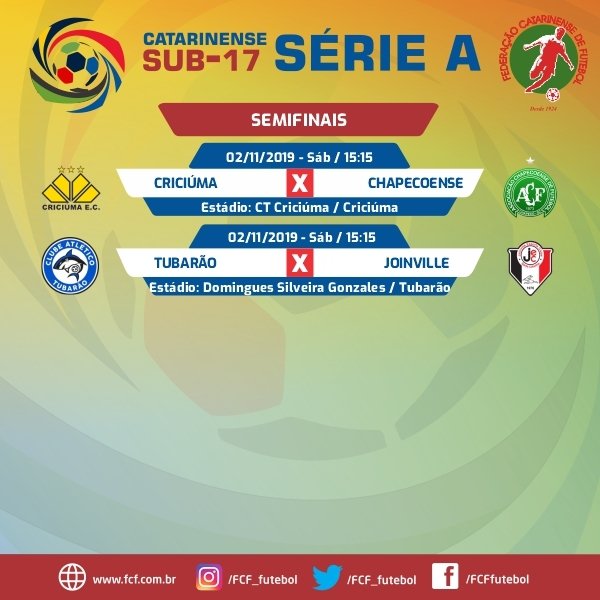 FCF_futebol's tweet photo. Fim de semana com muita bola rolando, na base Catarinense!
Confira os jogos e torça para seu time!
#BaseCatarinense
#Sub15A
#Sub17A
#CopaSC17
#CopaSul https://t.co/Wc6hq8QXmH