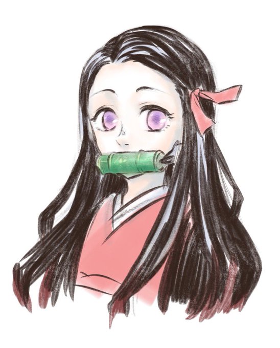 藻さんがTwitterに投稿した竈門禰豆子(鬼滅の刃)のイラスト。
