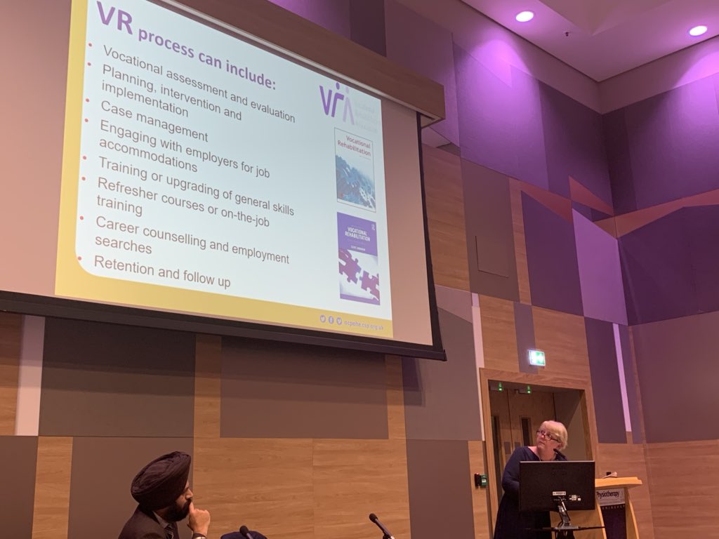 ACPOHE's tweet image. Fantastic final @ACPOHE #FitForWork session of the day by @devdeepahuja @parkercc1 @Work2Well &amp;amp; Prof Karen Walker-Bone about supporting the employee with long-term conditions 👍👏🙌 @thecsp #Physio19