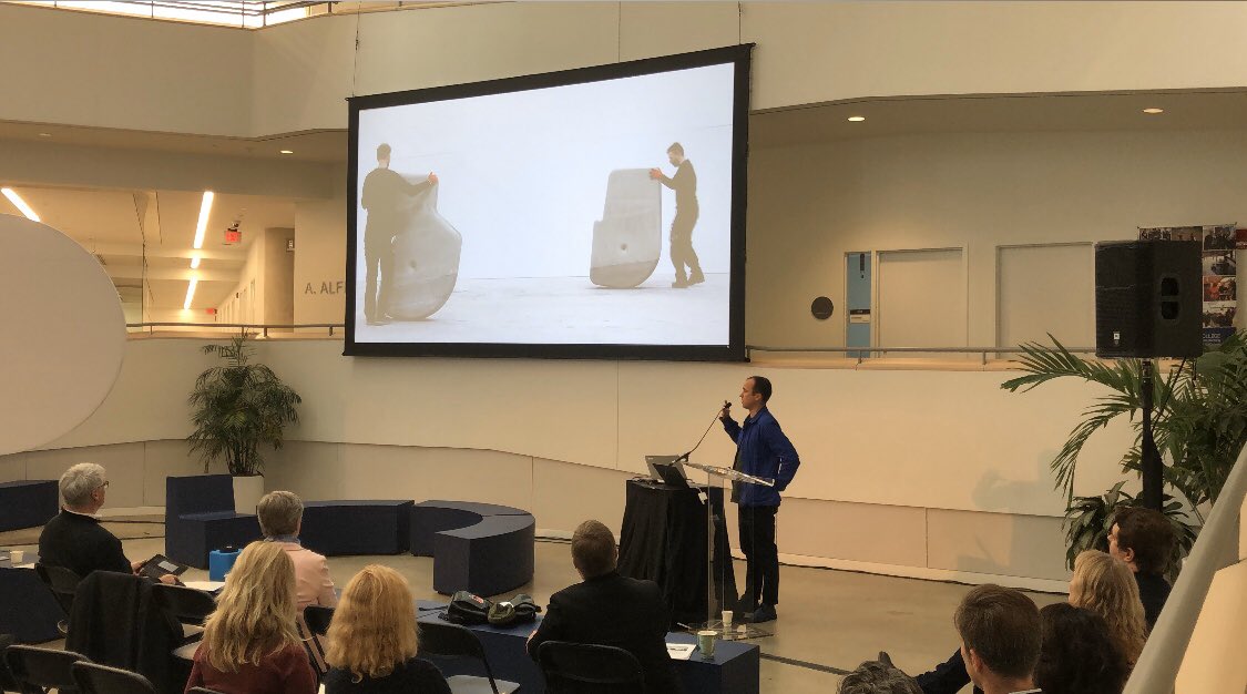 Brandon Clifford of <a href="/MITarchitecture/">MIT Architecture</a>  is now taking the podium to discuss his work in mass-moving using computational techniques and material design with <a href="/CEMEXGRD/">CEMEX Global R&D</a> and #MatterDesign.