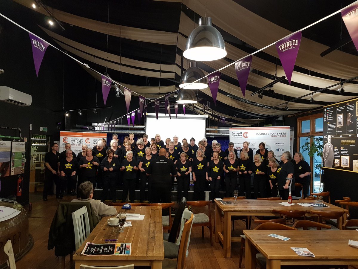 Rock choir concluding Cornwall Festival of Business at end of a fantastic day at St. Austell Brewery. Thanks to all concerned Our hosts plus Laura Giles, Wild West , Cornish gin distillers,  Jacqui Merrington etc.