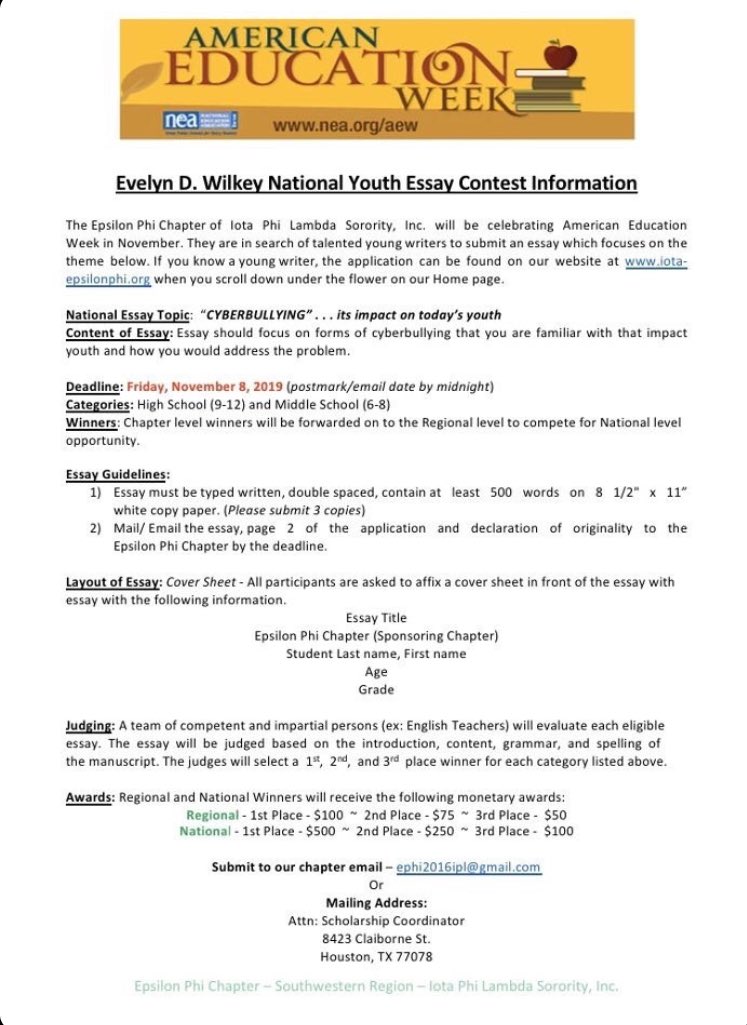 Bridge_by_Hope's tweet photo. If you know of any middle or high school students in the Houston area, tell them about this essay contest with cash prizes! https://t.co/KrZOh7WsrQ
