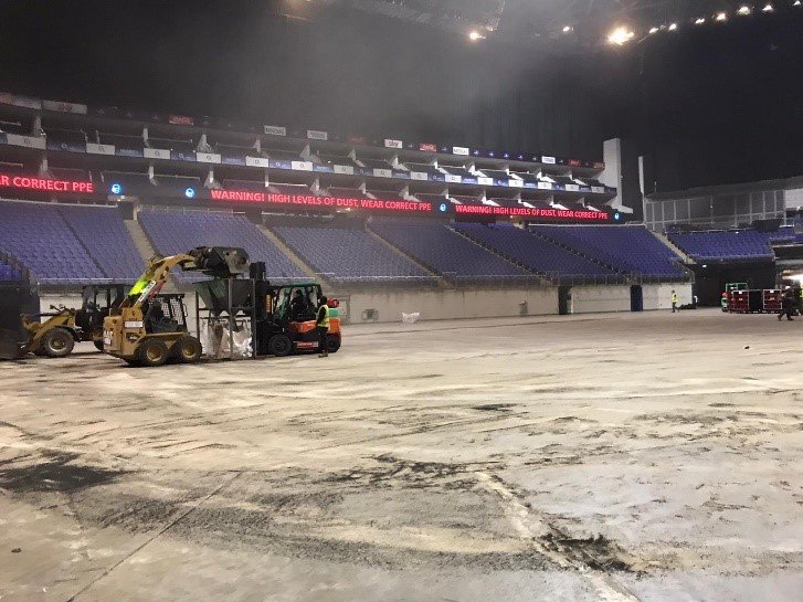 UPS_UK's tweet photo. After only a matter of days, the dust has settled on 
@RugbyXOfficial ’s takeover of the O2. As official logistics partner, #UPS helped to move all of the pitch materials in a matter of hours, ensuring the event went off without a hitch. Thanks for letting us be part of the ride! https://t.co/CwsniXT9XB