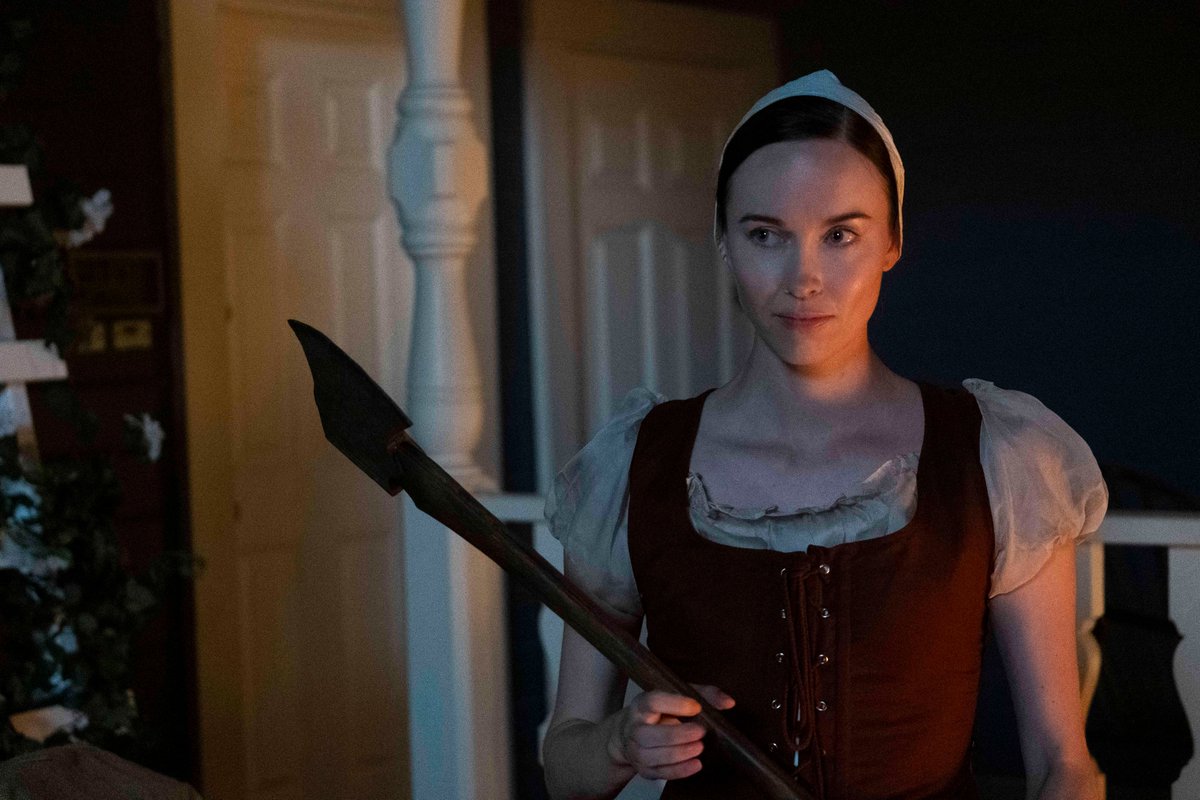 blumhouse's tweet photo. Put down the pumpkin because now we're carving turkey... and some other things 🦃🔪

#IntoTheDark: Pilgrim is streaming now on @hulu. https://t.co/RfgT30eFG8