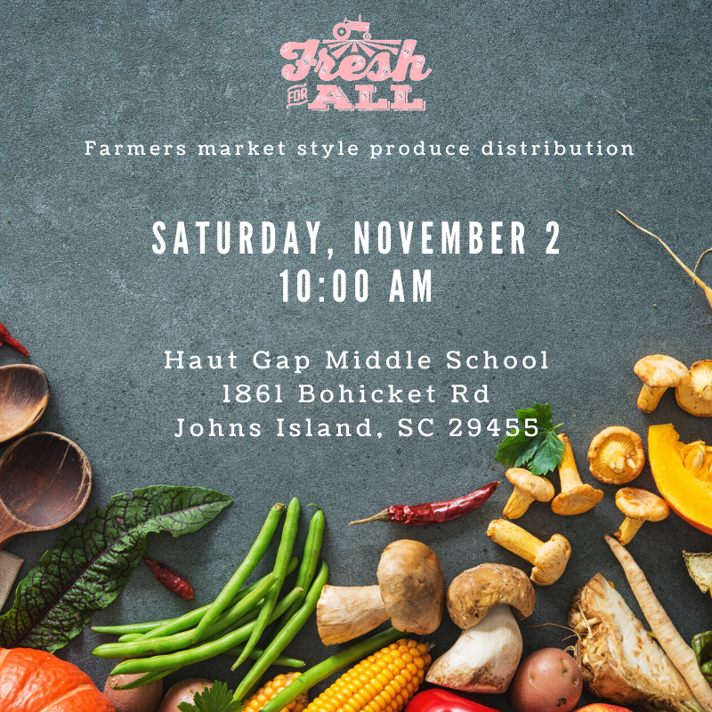 LCFoodBank's tweet photo. Come out to Johns Island to collect fresh produce at tomorrow's #FreshForAll! Please bring your reusable bags. THIS IS A NO COST EVENT! https://t.co/zd0baqpahW