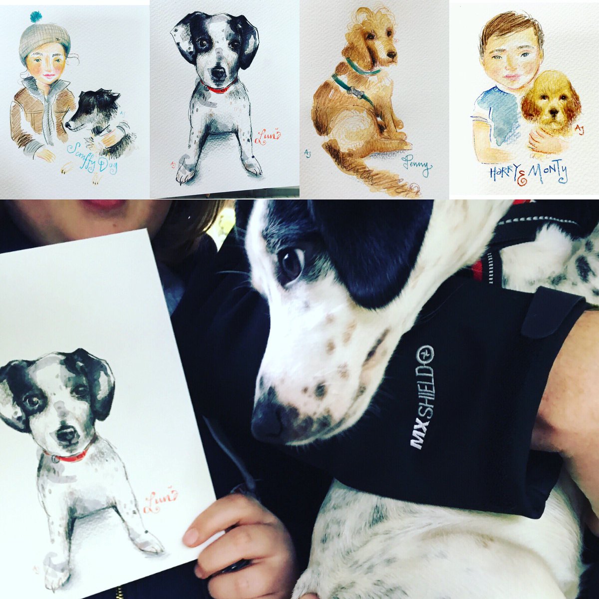 It was a dogtastic day at #SettValleyCafe today. #portraitartist #DOGDAYS #dogsoftwitter #dogportraits #quickfireportraits #andreajoseph #newmills #birchvale #hayfield #highpeak