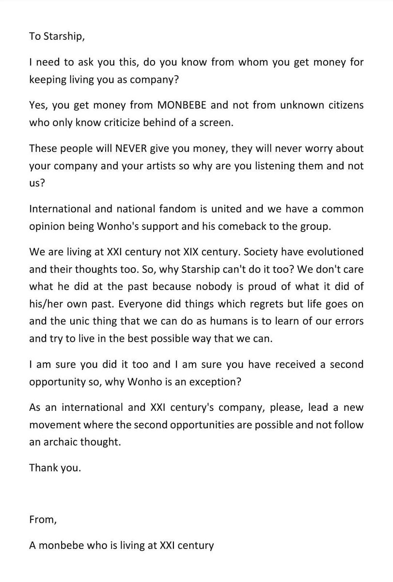 monstaxlicious's tweet photo. #FightForWonho
@STARSHIPent 

LISTEN TO US! LISTEN TO US! 

MBB PLS UPLOAD JUST LIKE ME! WITH THE #FightForWonho AND @STARSHIPent !

THANK YOU! https://t.co/JhkIHd5DQo