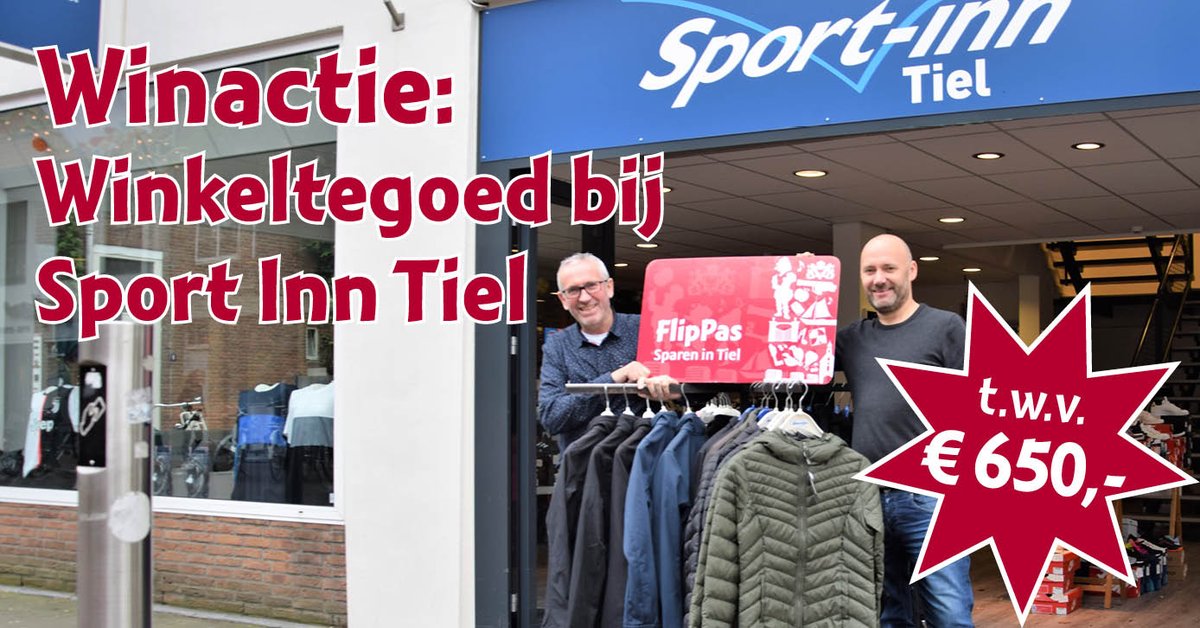 Nieuwe maandprijs van een nieuwe deelnemer: Sport Inn! Die pakt gelijk goed uit met een maandprijs ter waarde van maar liefst 650 euro!

Sport Inn was voorheen Intersport. Bekend en vertrouwd, dezelfde mensen, dezelfde service. En nu ook FlipPas-deelnemer!
#sparenintiel #winnen