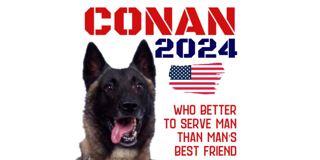 theisabelb's tweet photo. RT if you think America’s favorite dog would make a better President than any of the leading 2020 Democrats 🇺🇸
#conanthedog #makeamericabarkagain https://t.co/GrlF3IAs9Q