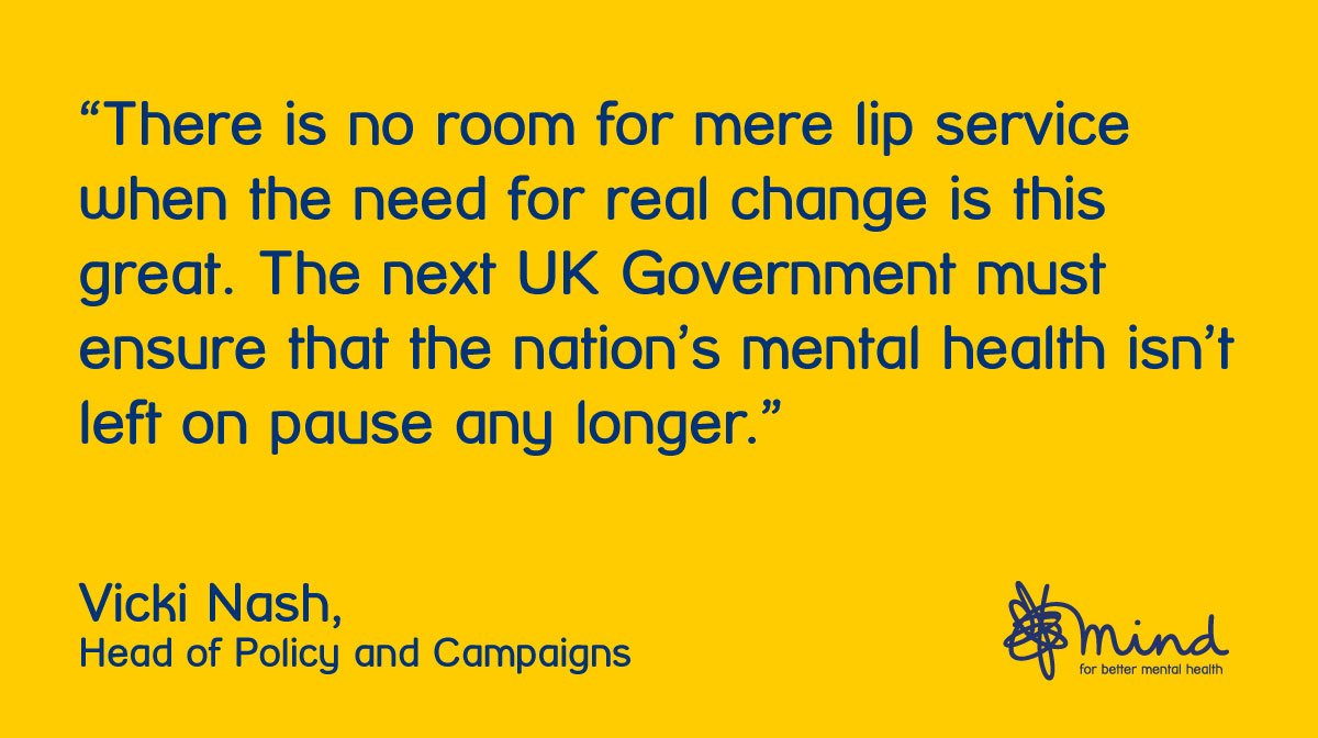 Despite the growing national conversation, little has changed for those of us trying to get support for our mental health. This isn't good enough.

Read our response to the #GeneralElection announcement ➡️➡️bit.ly/2C1T3Id