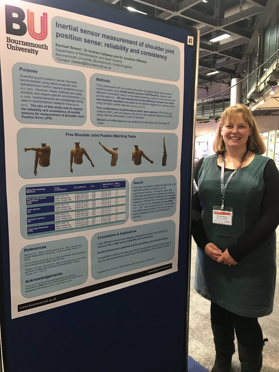 NicoleLearner's tweet photo. Representing @bournemouthuni and @BUPhysio at @thecsp Physiotherapy UK conference. Three posters on display, and a good catch up with friends old and new #physio19 https://t.co/6fFcFwB6Ed