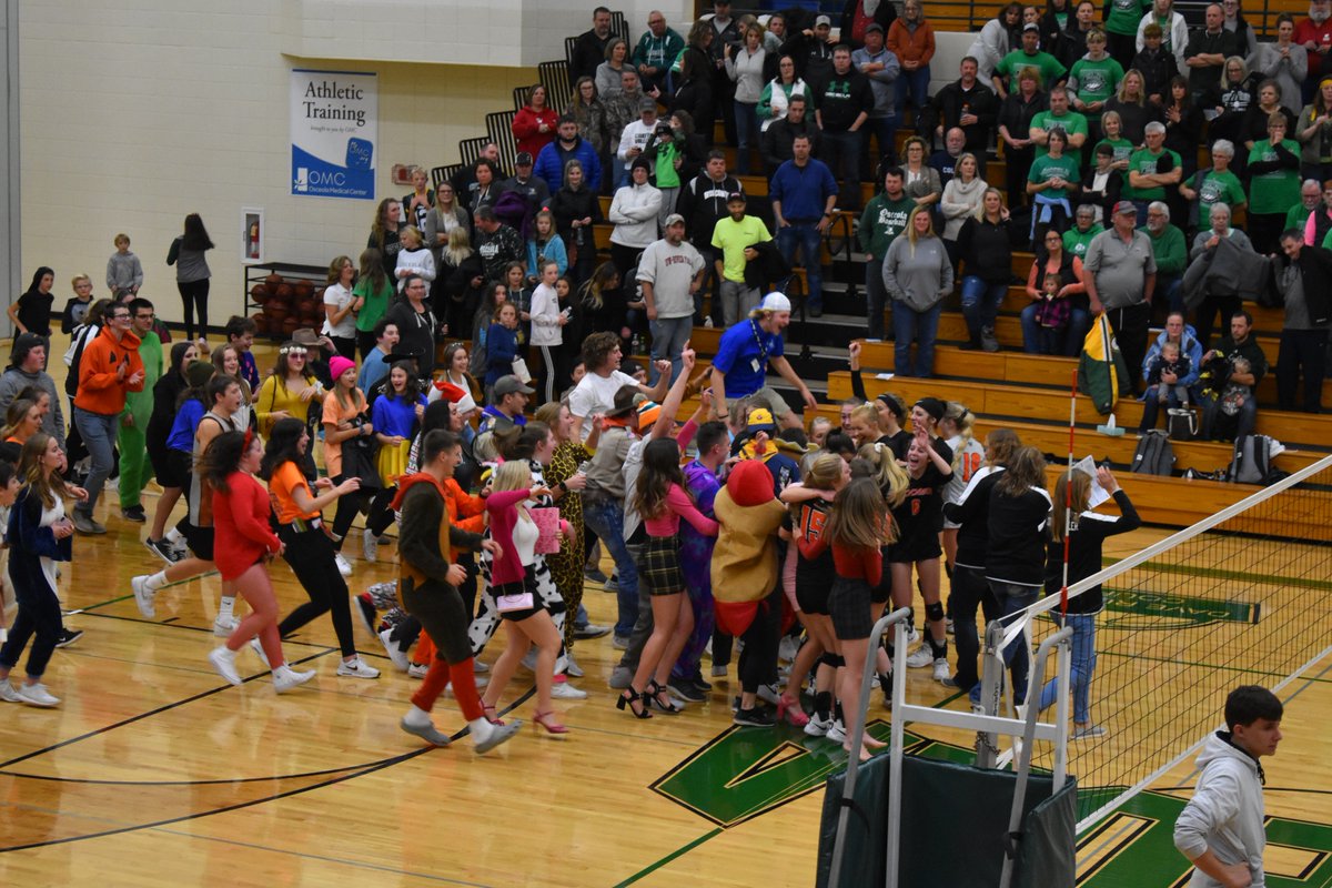 bloomersd's tweet photo. Once again the BHS Student Section came through last night. Thank you to all of our fans who traveled far to cheer on the Blackhawk Volleyball Team They now advance to the Sectional Final in Mosinee on Saturday. Game Time 7 p.m.  Hope to see you there.   @BHS_Sect  #bloomerhawks https://t.co/4nyuEoOOKa