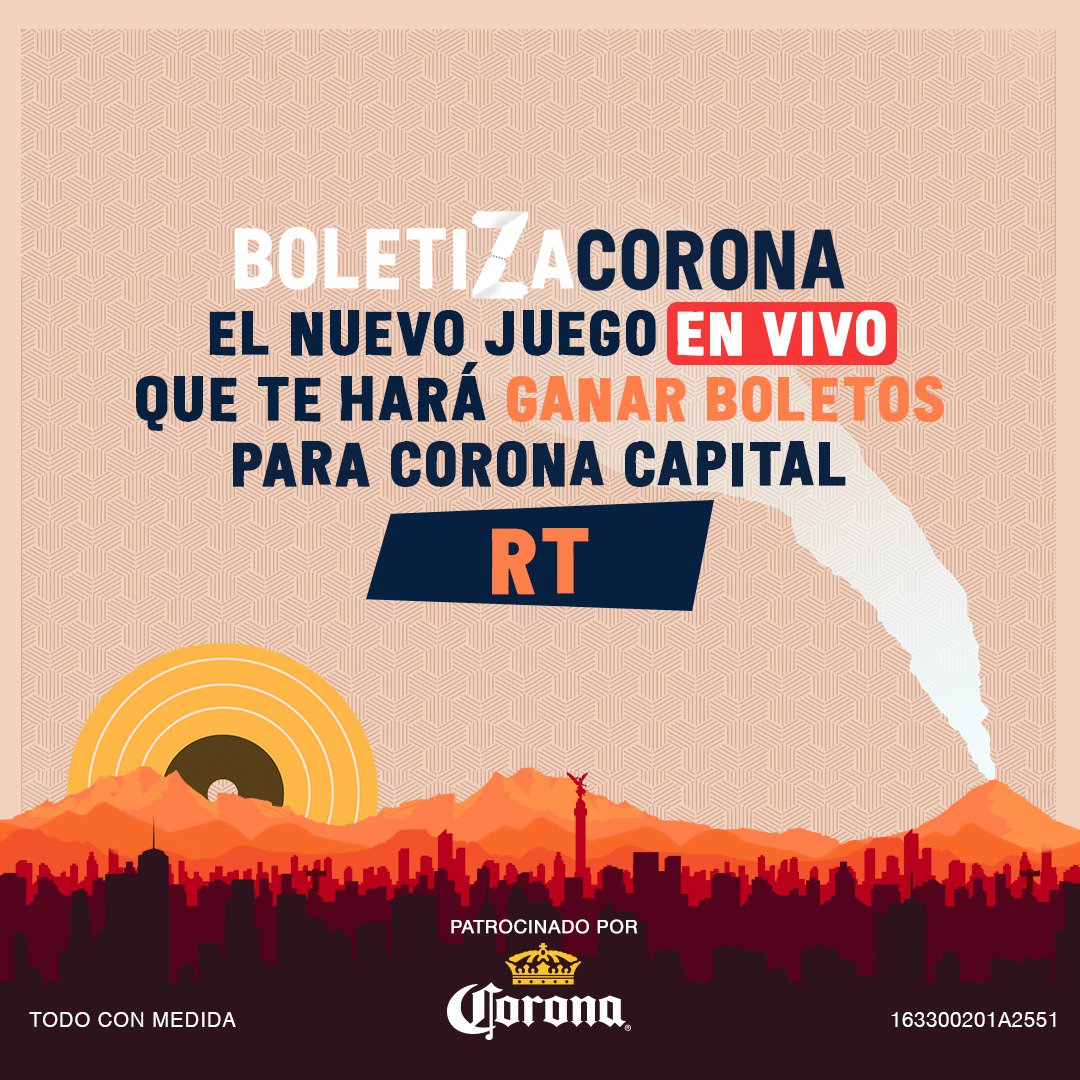 Corona_MX's tweet image. ¡Rt 🔁 que ya llegó la #BoletizaCorona!🔥🎟️🚨
El primer juego en vivo que te dará boletos para el #CoronaCapital19 🎶🎸
Si sabes de Corona y el festival, tienes chance de ganar 😏🤩

👉🏼Consulta TyC aquí: bit.ly/BoletizaCorona