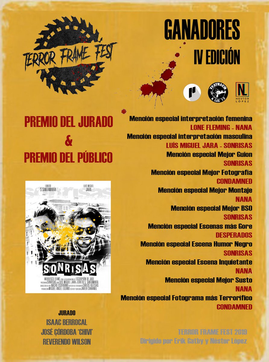 ¡Yepaaa!
Lo pasamos de miedo anoche. Gracias por la brutal asistencia, fue un gustazo ver cómo el corto de terror está más en forma que nunca. Aquí va el veredicto final: