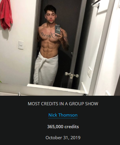 Flirt4Free's tweet photo. Congratulations to the gorgeous and engaging Nick Thomson for setting three @Flirt4FreeGuys Hall Of Fame records: Most Credits In A Day, Most Credits In A Month and Most Credits In A Group Show! https://t.co/cQ74TOnEwl https://t.co/p1kV0hmYRB