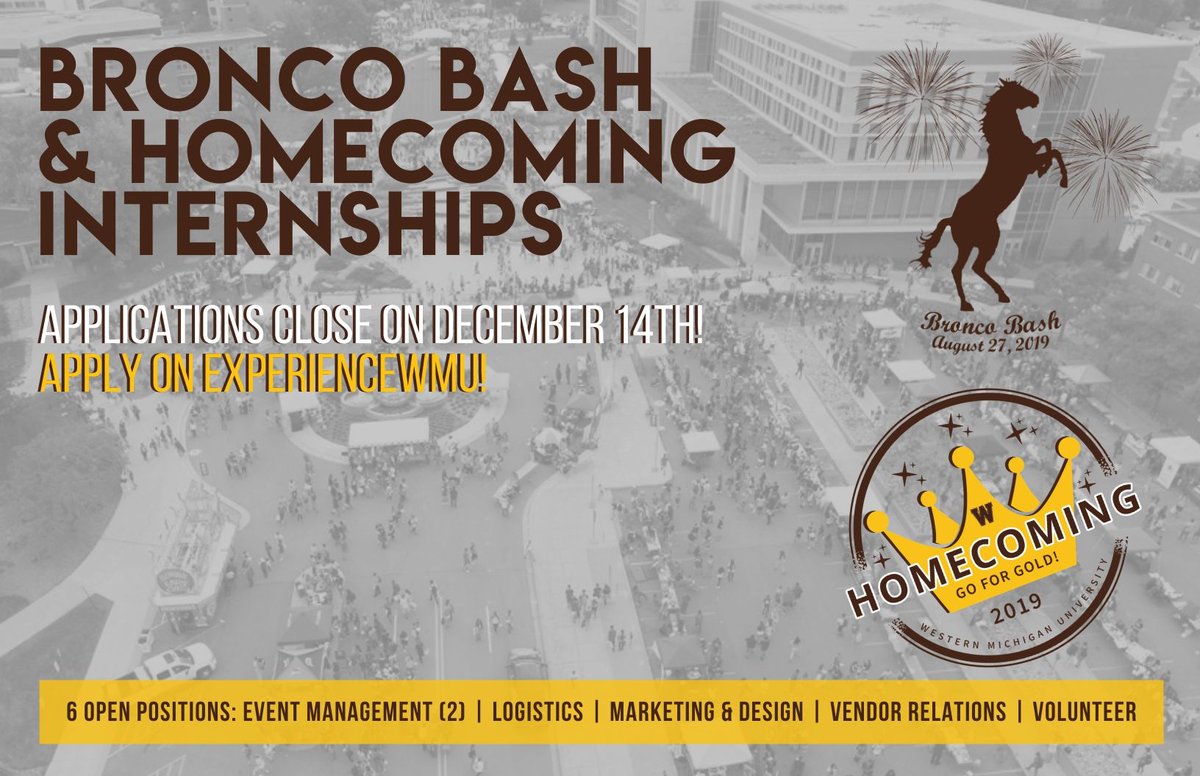 BroncoBash's tweet image. Hey all you Broncos, looking for an internship this summer? The Office of Student Engagement is offering you a chance to become a part of the Bronco Bash and Homecoming team. There are 6 positions open. Click this link to apply today! buff.ly/2BTNQSU