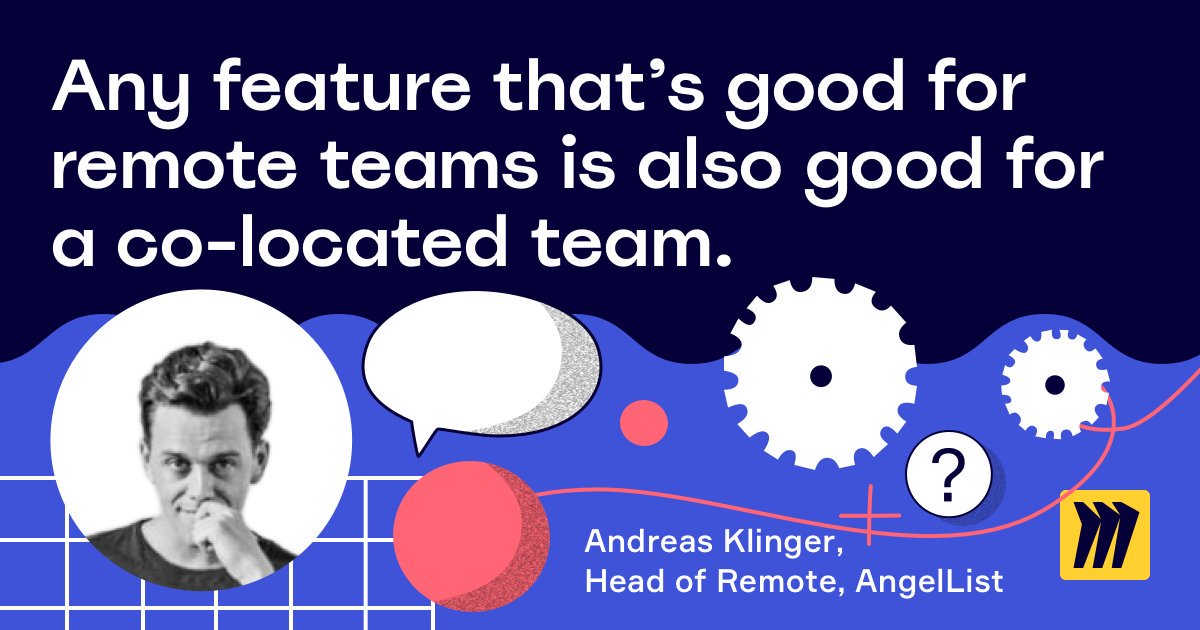 MiroHQ's tweet photo. Head of Remote @andreasklinger of @AngelList knows a thing or two about building remote teams. Hear more from him, @hnshah, @freneticscamper and Chloe Oddleifson of @Zapier in their panel discussion from #Distributed2019: https://t.co/V5AvcF1Ewl https://t.co/N8HV2IzSEa