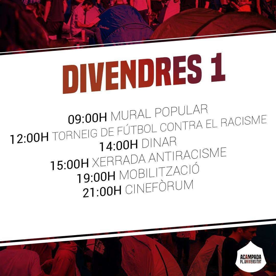 📣JUNTES HO PODEM TOT‼️

👉🏻El #CDRBarcelonès donem ple suport al jovent de l’<a href="/AcampadaUni/">Acampada Plaça Universitat #Generació14O</a> perquè la vostra lluita és la lluita de tot un poble.

👉🏻Serem sempre al vostre costat per continuar la #RevoltPopular que vam començar fa 3 setmanes

Sols el poble salva el poble‼️