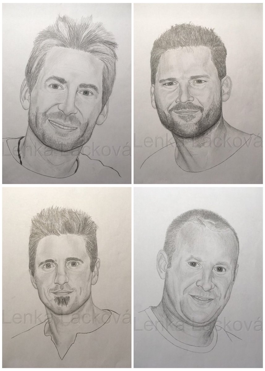Lenka_Lackova's tweet photo. Collection of my @Nickelback drawings ♥️. From the first (worst) to the present. Can you see the difference? https://t.co/s4uPvFCWcT
