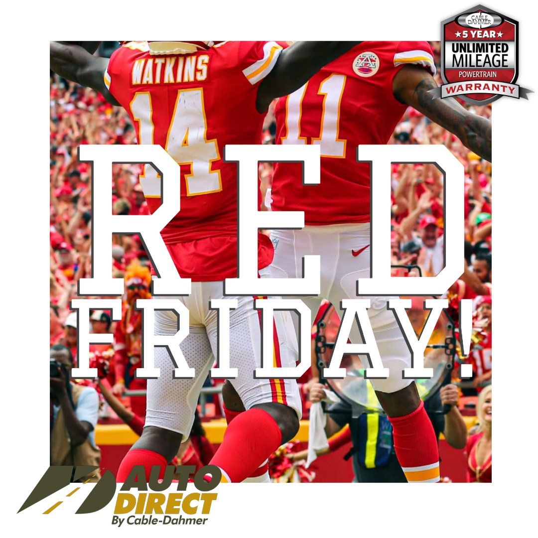 CDAutoDirect's tweet image. It's Red Friday in #chiefsnation! Do you think our hometown team will get back on track this weekend?!? Let us know in the comments! 👇👇👇