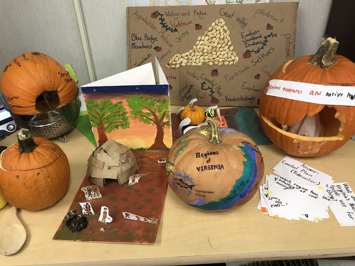 Marissa_Troiano's tweet image. We spiced things up with our October Challenge, focusing on creativity and originality 🎃 Their challenge: to connect VA geography and Native Peoples with a pumpkin! Ss were truly spooktacular when presenting! 👻 #poginfcps #communicator @lemonroadschool @fcpsaap #fcpsaap