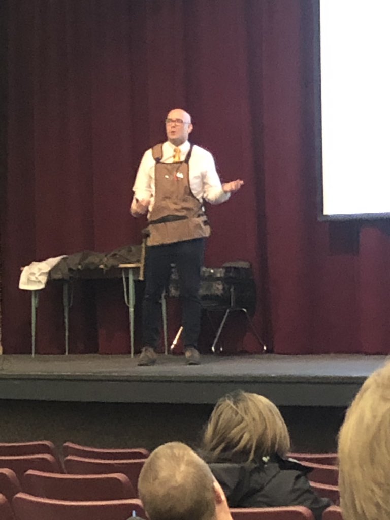 MrKentOfIdaho's tweet image. @jmattmiller showing off the formula for great learning with clothes rather than numbers.  Great kick off for #MCSDtech