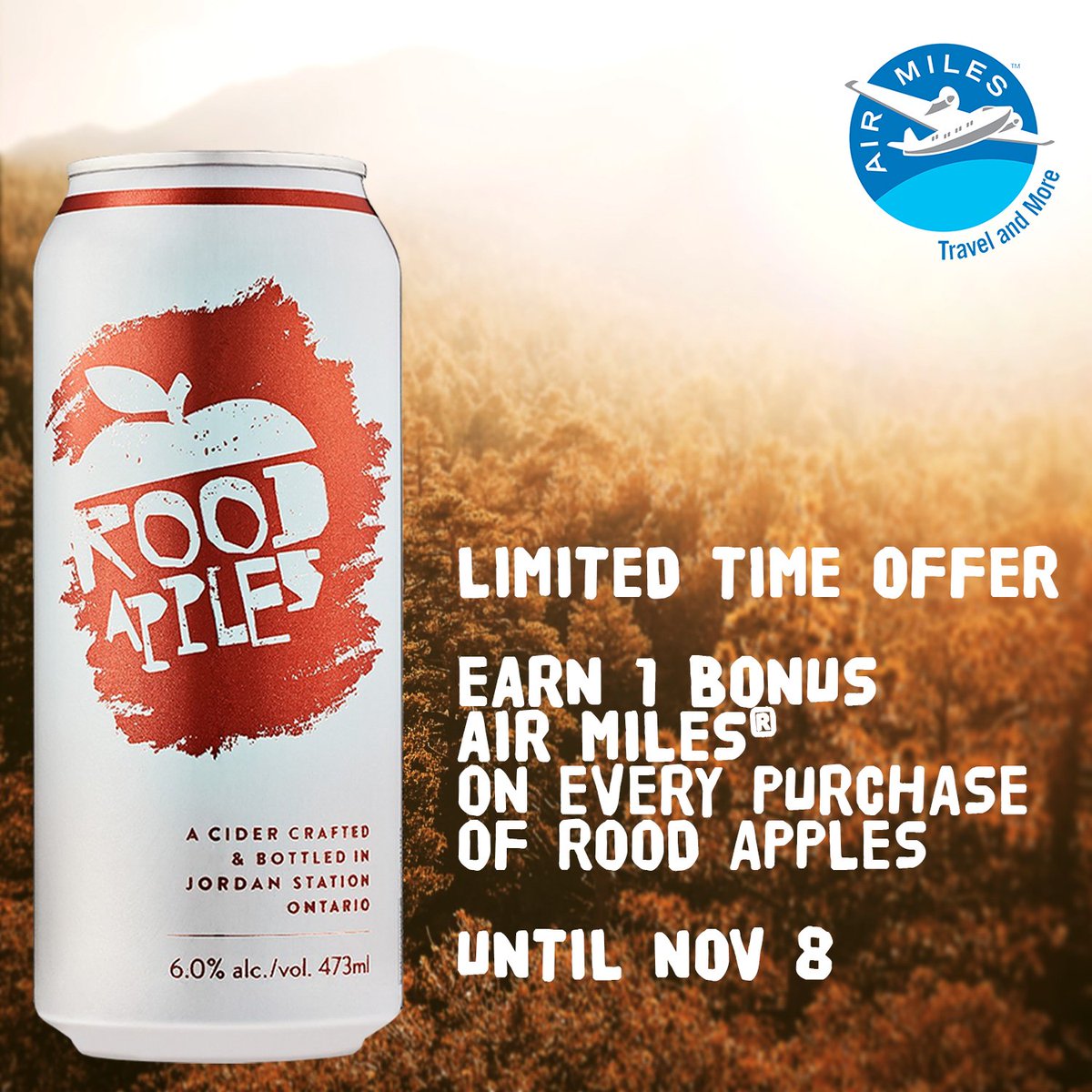 RoodApples's tweet photo. You mean I can make it closer to my dream travel destination by drinking my favourite apple #cider? YES PLEASE!!!! Earn 1 bonus #AIRMILES® on every can of Rood Apples when you purchase it from the @LCBO. Available now until November 8th! ✈️ https://t.co/9bDfUMd1NQ