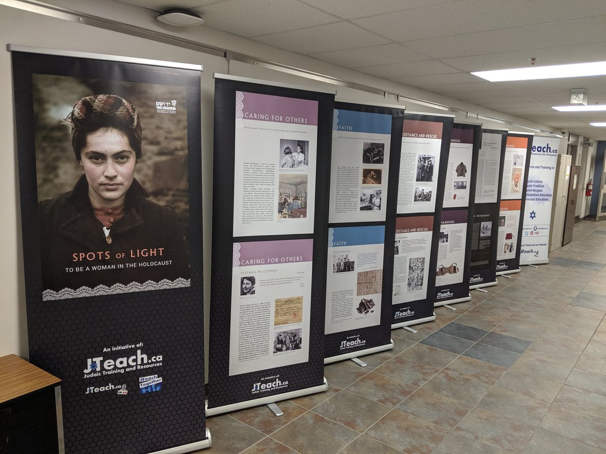 A big thank you to our friends <a href="/JTeach_ca/">JTeach.ca</a> for providing us with this beautiful and informative display at our head office in Aurora in honour of #HolocaustEducationWeek that focuses on women in the Holocaust.  @NESJL_YR