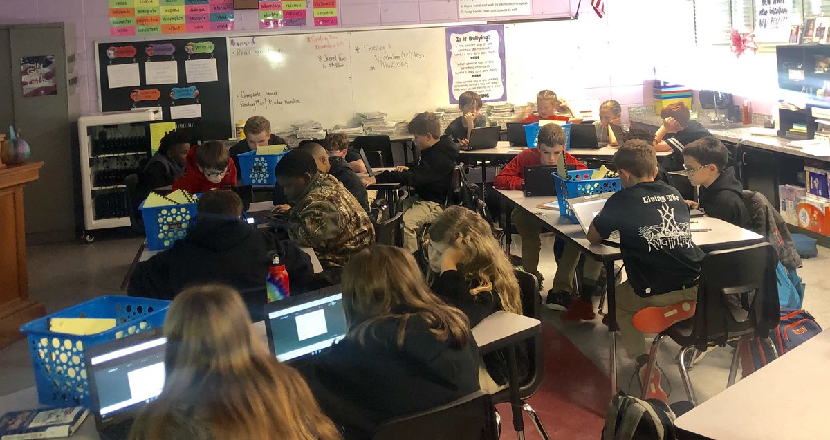 SheaLeake's tweet photo. They’re so enthralled in @VocabularyCom, they wouldn’t even take their restroom break! #WLMSgreatday #LCSDexcellence #vocabularymatters #competitionisfun https://t.co/07HHBGzQ8z
