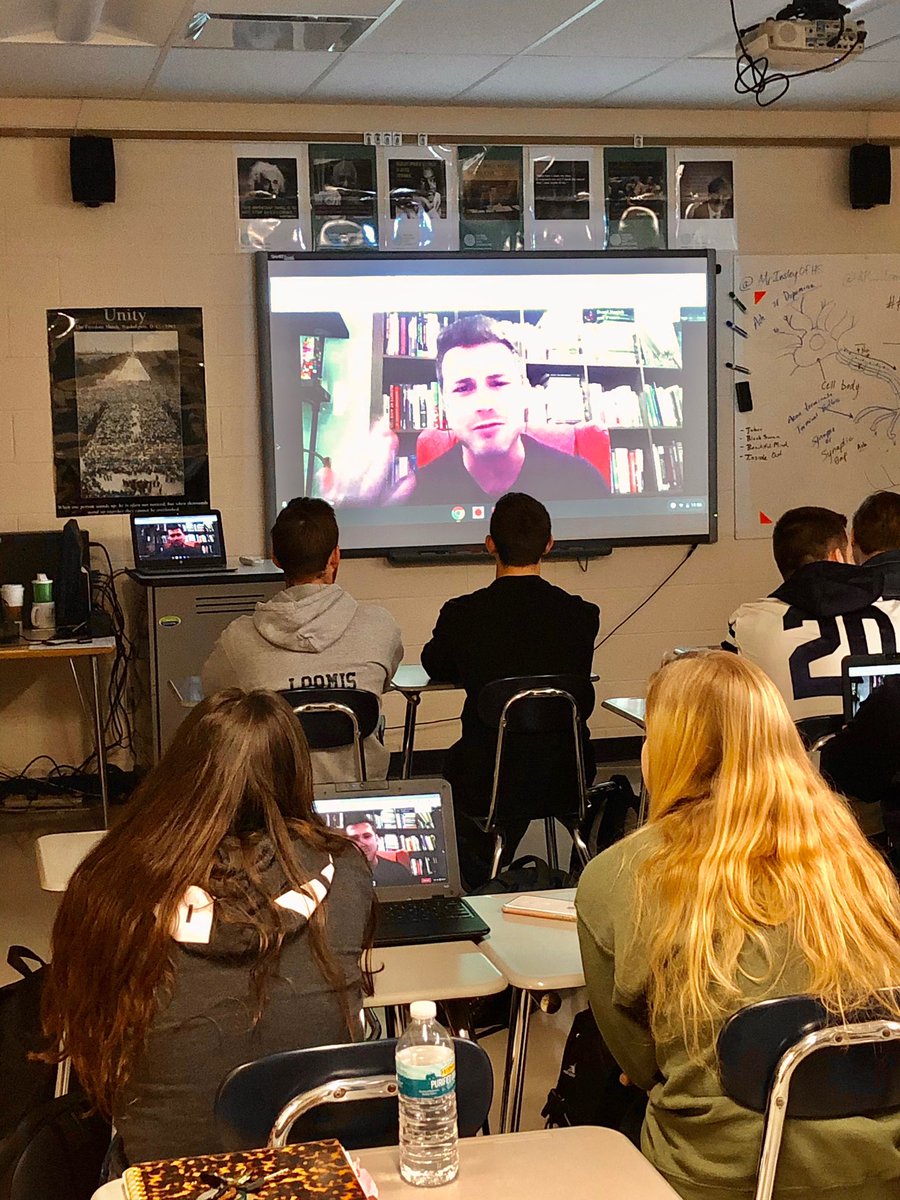 TechWithIvette's tweet photo. @MrInsleyOFHS provided his students with the opportunity to participate in a Q&amp;A session via #GoogleMeet with Cognitive Scientist, Tyler Marghetis! It was so awesome to see them taking advantage of the tech in order to pick Tyler’s brain! #StudentEngagement #DistanceLearning https://t.co/ux1csPxk7X