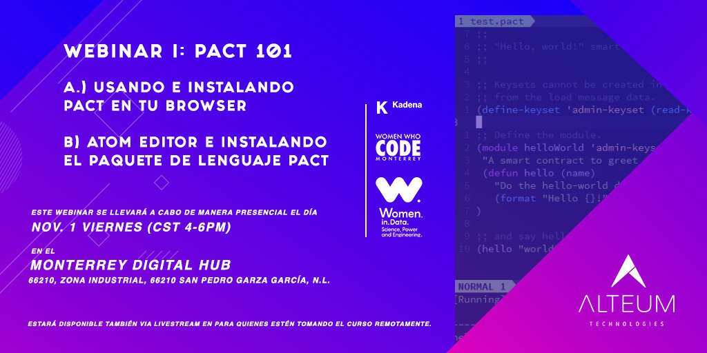 Cómo parte de nuestro programa educativo en #blockchain, el día de hoy tendremos nuestro webinar "Pact 101" a las 16 hrs(CST) en el <a href="/mtydigitalhub/">digitalhubmty</a> 

¡Aprende a instalar #Pact en tu browser! Únete haciendo click en el enlace👇
youtu.be/H8TFJ73Ty7U