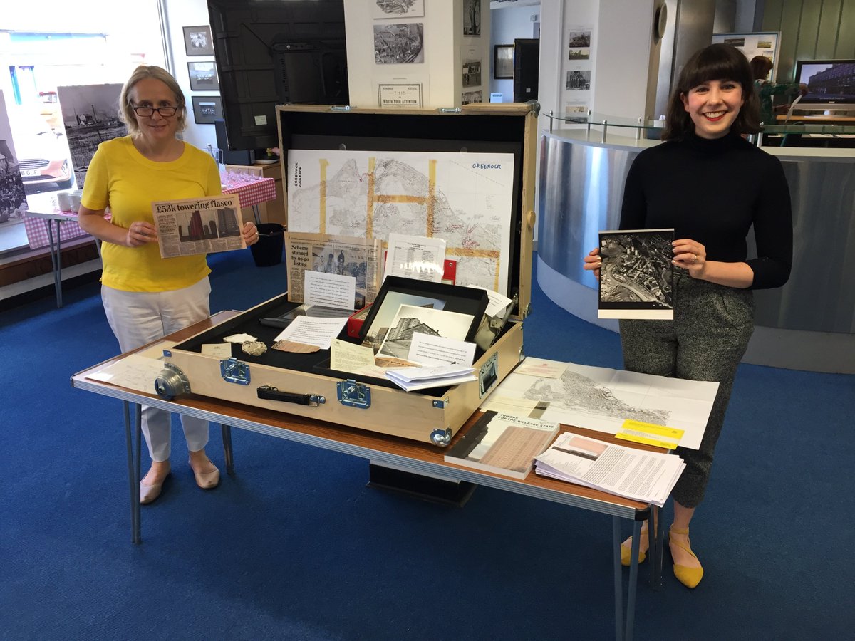 Tower_Blocks's tweet photo. The Tower Block project team invited opportunities to get ‘hands on’ with heritage in our Travelling Micro Museum Box - here you can see it popped up in the first ever exhibition of the Micro Museum at Inverclyde Heritage Hub in May 2018. https://t.co/sNniUS2hHg