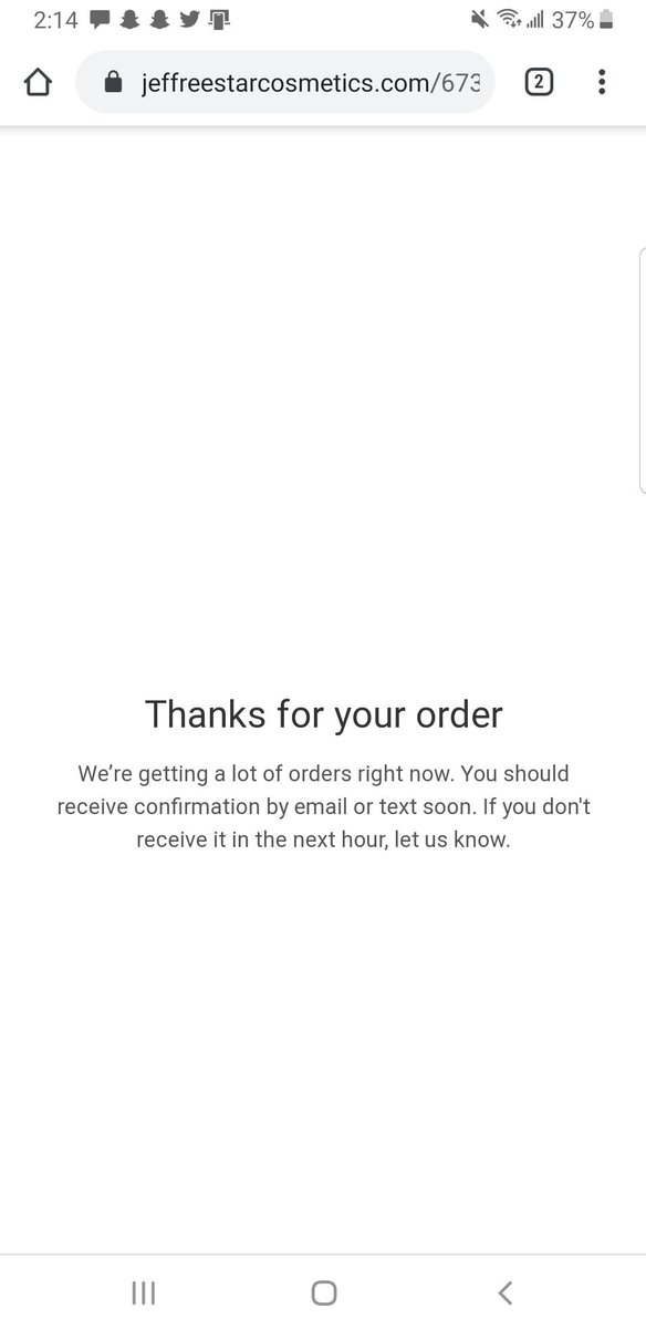 thebandsfinatic's tweet photo. Pretty sure I just got the bundle and paid for it,however, this screen came up at the end and as far as I know shopify is still down. So did I get it or not? @JeffreeStar @shanedawson https://t.co/qsvoipQCR6
