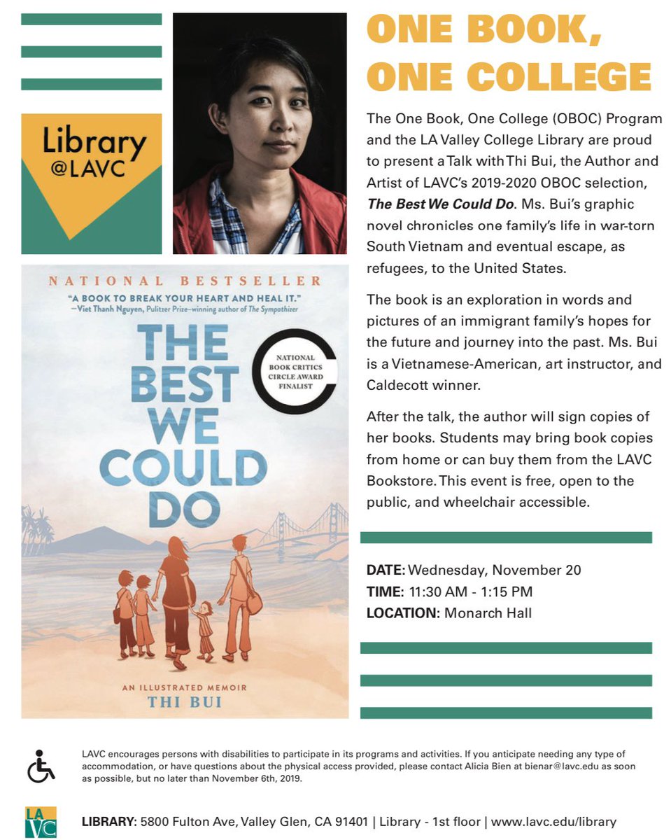lavc_oboc's tweet photo. Looking forward to this!!
@LAValleyCollege  @laccd #LAVC #CommonReads #OneBookOneCollege #GraphicNovel https://t.co/AaA7soRaUm
