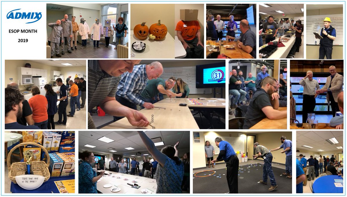 Admix_Inc's tweet photo. We learned, we ate, we conquered! Had many activities for ESOP month... Mac n' Cheese Cook Off, Charitable Donations, Shareholder Mtg, Minute-to-Win-it Games, Rights &amp; Responsibility Trng, Pumpkin Carving Contest &amp; more! #employeeowned #ESOPmonth  #EOM #EOMESOP #PictureOwnership https://t.co/AjZt33C6jc