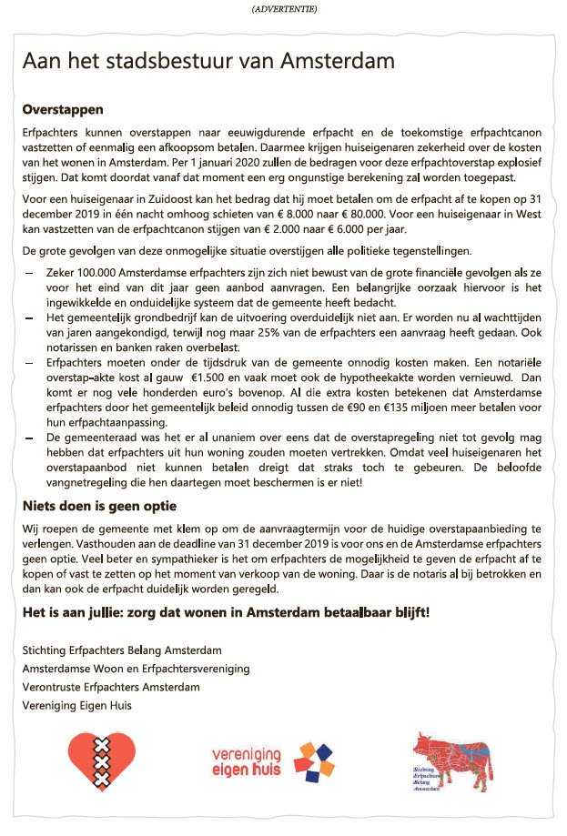 Stichting Erfpachters Belang Amsterdam (SEBA) tweet media