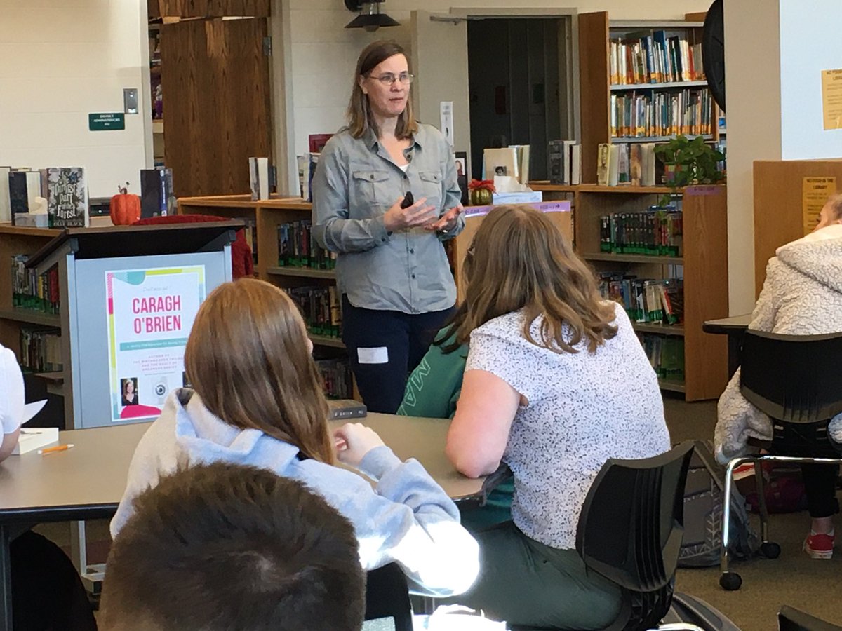 ellingtonHSlib's tweet photo. Wonderful pres by author Caragh O’Brien at EHS library today https://t.co/Q9tsoU5mVy